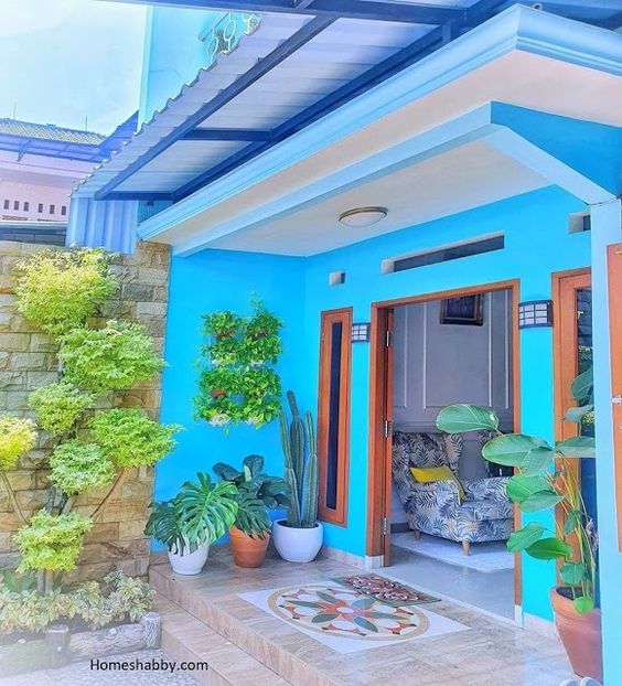 warna cat rumah elegan biru